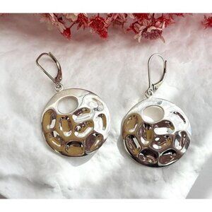 Thai made Round Minimalist Hammered Vintage Sterling Silver 925 Earrings